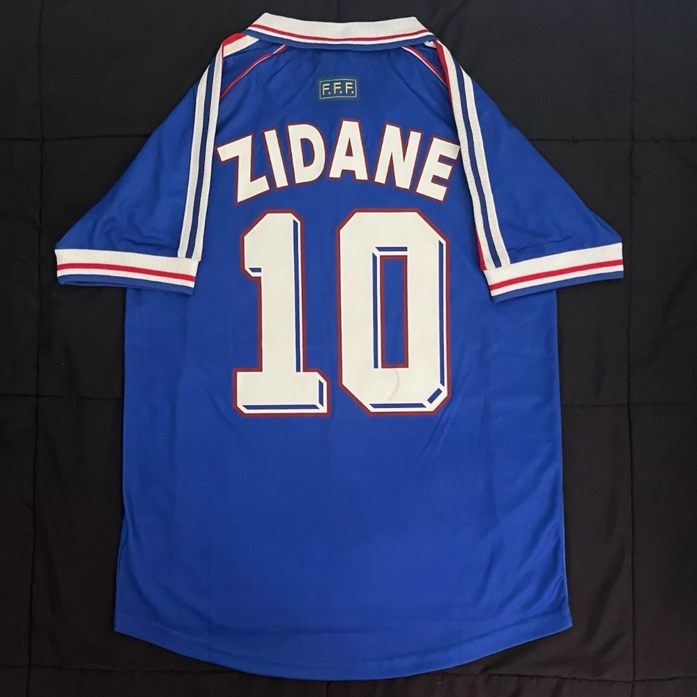 Zidane #10 France Retro 1998 World Cup Soccer Jersey Home